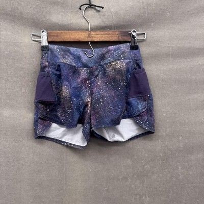 Athleta Girl Running Shorts Small 7 Galaxy Print Pre-Owned Excellent Condition