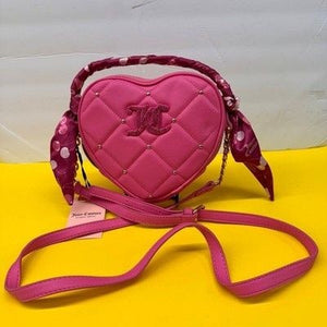 Juicy Couture Pink Quilted Heart Crossbody Bag Scarf Wrap Handle JC Logo New 1