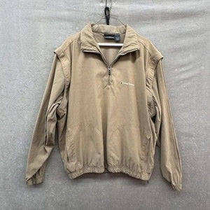 Antigua Pullover Jacket Mens Large Tan Quarter Zip Mesh Lined Pre-Owned Excellen 1