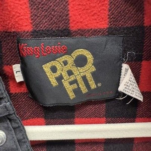 Vintage King Louie Jacket Mens Large Black Red Buffalo Plaid Lined Pro Fit 80s 4