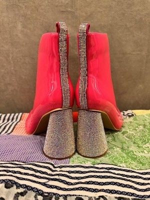 Cape Robbin Boots Womens Size 6 Pink Patent Rhinestone Heel Ankle Shoes New with 2