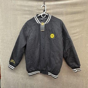 Bumble Jacket Mens Medium Black Varsity Letterman Quilted Snap Button Bomber 4
