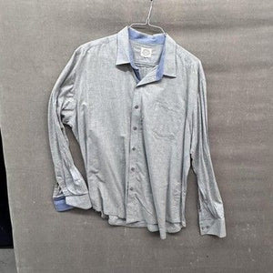 WRK Shirt Mens XL Gray Blue Contrast Collar Long Sleeve Button Up Casual Pocket 3