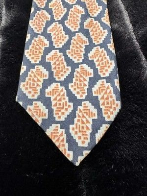 Vintage A L Brown Tie Mens Silk Necktie Geometric Made In Italy 50s 1950s 1