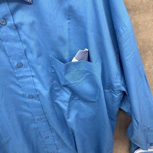 New-Gen Shirt Mens 2XL Blue Dress Contrast Collar Cuff Pocket Square Button Up 2