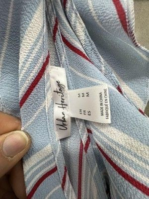 Urban Heritage Jumpsuit Womens Medium Striped Sleeveless Ruffle Tie Waist One Pi 2