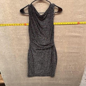 Vince Camuto Dress Womens 6 Black Metallic Cowl Neck Mini Cocktail Pre-Owned Exc 5