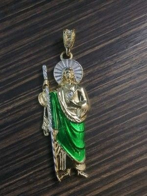 St Jude Pendant 3.5" Big Size San Judas Tadeo.Gold Plated 2