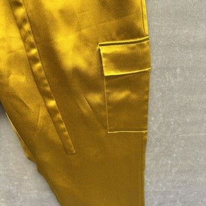 Gabrielle Union Pants Womens Large Cargo Satin Trousers Pockets Polyester Shine 4