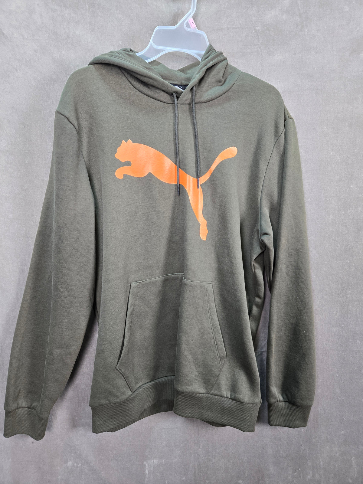 Puma Men's Olive Green Big Logo Pullover Hoodie Sweatshirt Size M