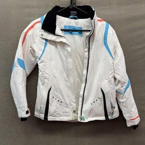 Obermeyer Womens Juniors Insulated Ski Jacket White Blue Size 12 Pre-Owned Excel 2