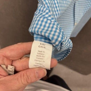 Penguin Munsingwear Shirt Mens Large Blue Gingham Check Button Down Classic Fit 2