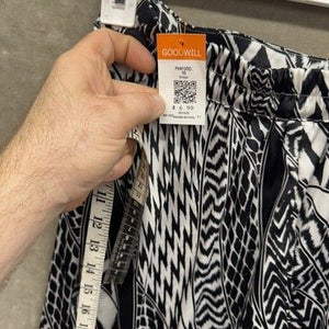 Eye Candy Pants Womens Large Black White Abstract Geometric Flare Palazzo Boho 3