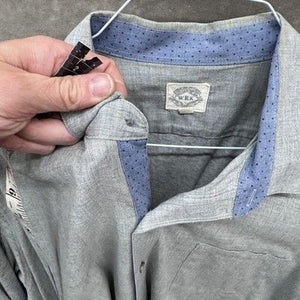 Mens XL Gray Blue Contrast Collar Long Sleeve Casual Button Up Shirt Pre-Owned G 4