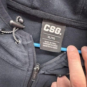 CSG Hoodie Mens XL Black Full Zip Chest Pocket Drawstring Fleece Cotton Blend 3