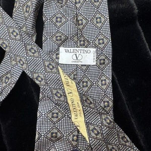 Valentino Silk Tie Mens Diamond Pattern Cravatte Hand Made Italy Classic Necktie 3