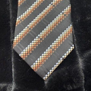 Bergamo New York Mens Silk Necktie Checkered Striped Pre-Owned Good Condition 4