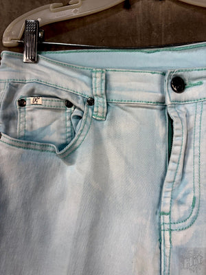 Sky Blue High-Waisted Cropped Jeans with Button Details by Diana Gilman 3
