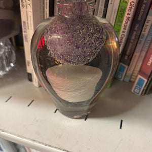 Jean Claude Novaro Vase Decanter Hand Signed Blown Glass 9 1/4 Inch Used 5