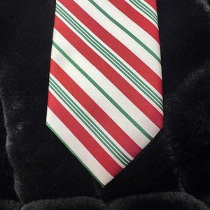Bespoke Neck Tie Mens Classic Red Green White Striped Holiday Christmas Formal 1