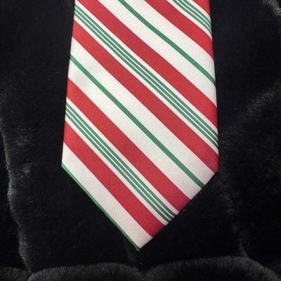 Bespoke Neck Tie Mens Classic Red Green White Striped Holiday Christmas Formal