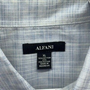 Alfani Mens Shirt XL Blue Short Sleeve Button Up Casual Pocket Plaid Lightweight 2