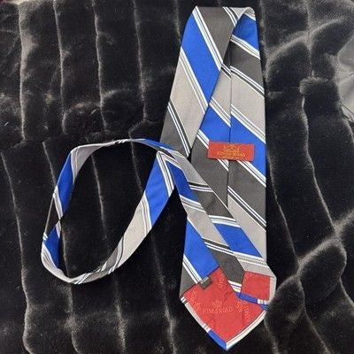 Kings Road Necktie Mens Blue Gray Striped Classic Tie Sears Polyester Business