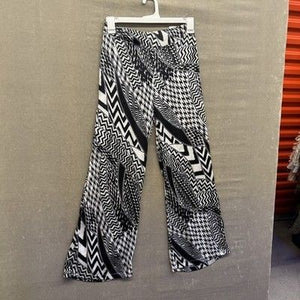 Eye Candy Pants Womens Large Black White Abstract Geometric Flare Palazzo Boho 5