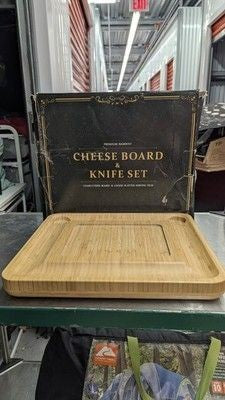 Bamboo Cheese Board and Knife Gift Set, Charcuterie Tray Wood Cutting Board