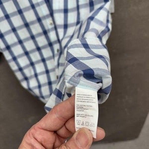 Van Heusen Shirt Mens XL Blue White Plaid Short Sleeve Button Up Casual Top 3