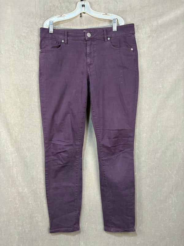 LOFT Curvy Skinny Jeans Purple Size 28 Pre-Owned Dark Wash Mid Rise