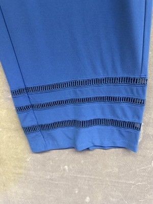 White House Black Market Pants Womens XS Blue Wide Leg Endless Ladder Trim New w 3