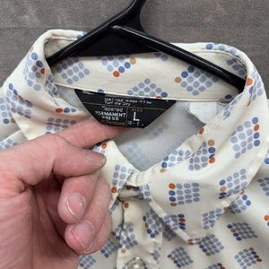 Vintage JCPenney Shirt Mens Large White Blue Orange Short Sleeve Tapered 70s 80s 5