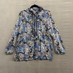 Cache Blouse Womens Large Floral Sheer Ruffle Button Up Long Sleeve Pre-Owned Ex 2