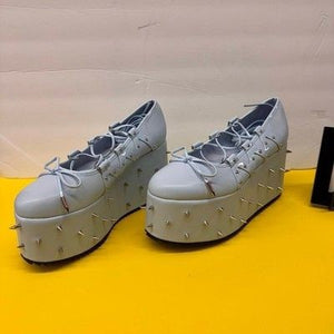 Pastel Blue Spiked Platform Creeper Shoes Silver Studded Lace Up Punk Harajuku 5