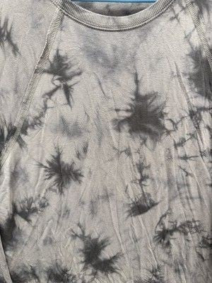 Joy Lab Pullover Womens Medium Gray Black Tie Dye Long Sleeve Sweater Lounge Top 2