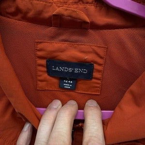 Lands' End Jacket Mens Large Orange Nylon Field Utility Zip Pockets Mesh Lining 5