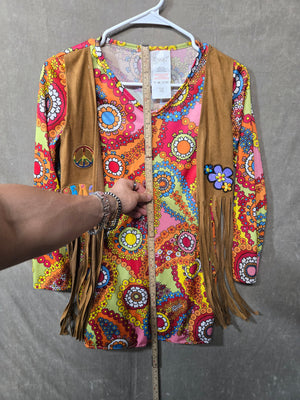Forum Novelties Hippie Costume Dress Fringe Vest 60s 70s Groovy Peace Size L 3
