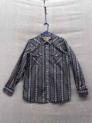 Wrangler Shirt Mens XL Western Pearl Snap Aztec Stripe Long Sleeve Rodeo 1