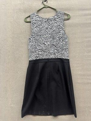 Ann Taylor Dress Womens 14 Black White Sleeveless Sheath Career Work Office Chic 3