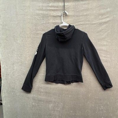 Armani Exchange A|X Hoodie Womens Small Black Full Zip Logo Cropped Sweatshirt