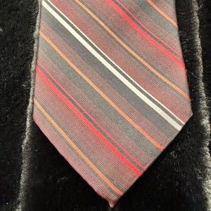 Burma Bibas Tie Mens Red Gray Striped 100% Silk Necktie Classic Formal Wear 2
