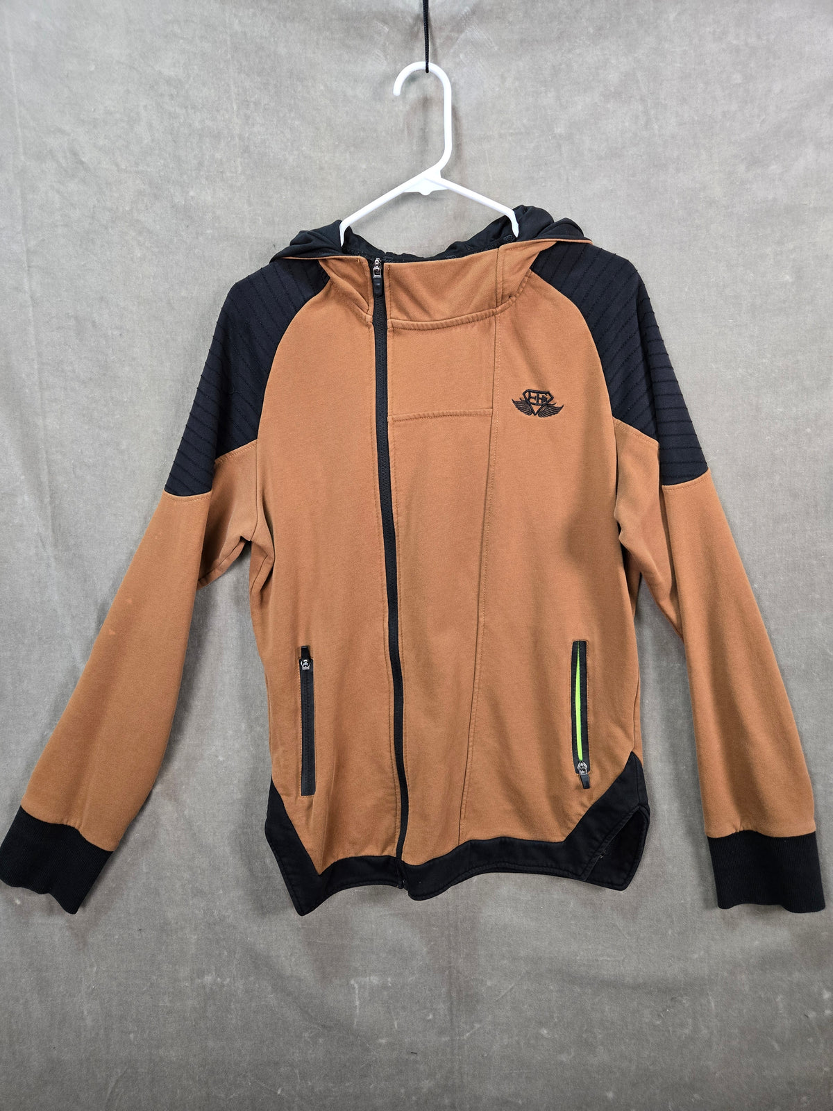 Body Engineers Men's Brown Black Hooded Zip Jacket Size M