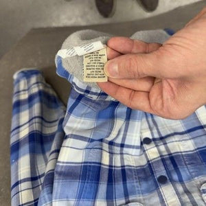LL Bean Mens Medium Blue Plaid Flannel Fleece Lined Snap Button Shacket Pre-Owne 3