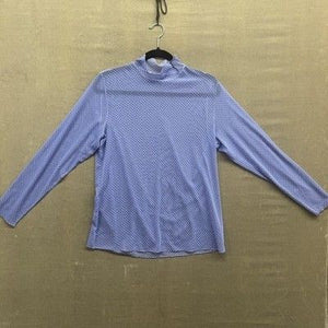 Sheer Mesh Polka Dot Shirt Womens Large Long Sleeve Mock Neck Lightweight Top 2