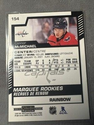2020-21 O-Pee-Chee Platinum Rainbow Refractor  Connor McMichael #154 1e15