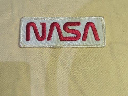NASA Space Logo Iron On Patch White Red New Worn Style
