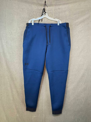Under Armour Men's Navy Textured Fleece Joggers Moto Panels XL Pre-Owned Drawstr 1