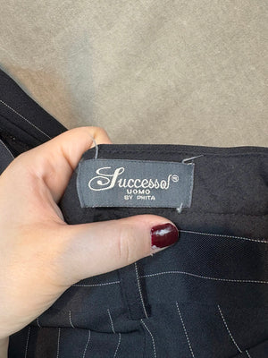 Successo Dress Pants Black White Pinstripes Size 40R Good Condition 2