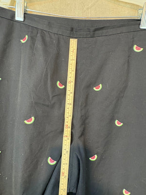 Brooks Brothers Women Pants Black Size 12 100% Cotton Watermelon Embroidery Exce 5